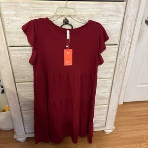 burgundy ruffle dress